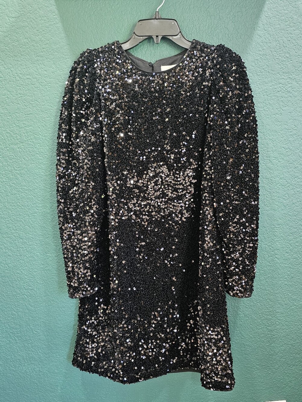 H&M Black Sequin Mini Dress Small Long Sleeve Party Cocktail Evening